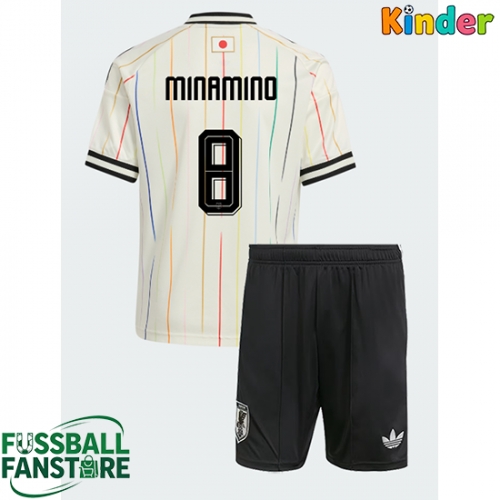 Japan Takumi Minamino #8 Replik Auswärtstrikot Kinder WM 2026 Kurzarm (+ Kurze Hosen)